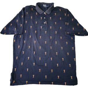 Vintage Polo Ralph Lauren Shirt Mens XL Navy Fine Cotton Golf AOP 90s